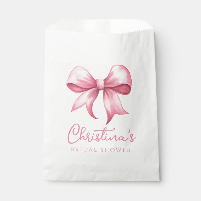 Bolsa De Papel Bow rosa Coquette Bridal Shower (Anverso)