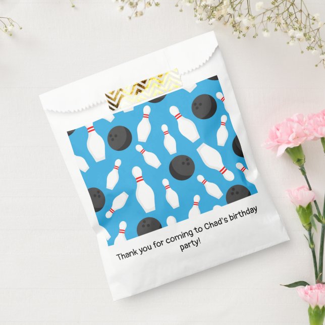 Bolsa De Papel Bowling Birthday Party Blue (Sellado)