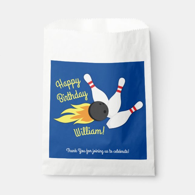 Bolsa De Papel Bowling Niños Fiesta de cumpleaños Deportes (Anverso)