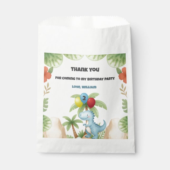 Bolsa De Papel Boy 2nd Birthday Dinosaur Two A Saurus Favour Bags (Anverso)