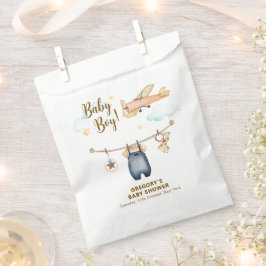 Bolsa De Papel Boy Adventure Clothesline Airplane Sky Baby Shower