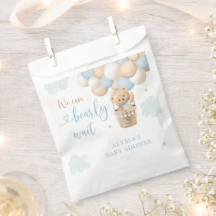 Bolsa De Papel Boy Blue Teddy Bear Hot Air Balloon Baby Shower