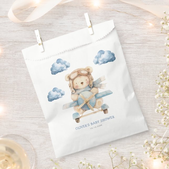 Bolsa De Papel Boy Teddy Bear Baby Shower (Cortado)