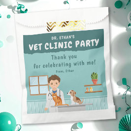Bolsa De Papel Boy Veterinarian Animal Clinic Birthday Thank You