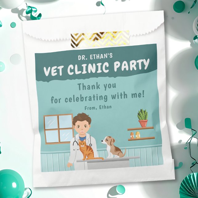 Bolsa De Papel Boy Veterinarian Animal Clinic Birthday Thank You (Subido por el creador)