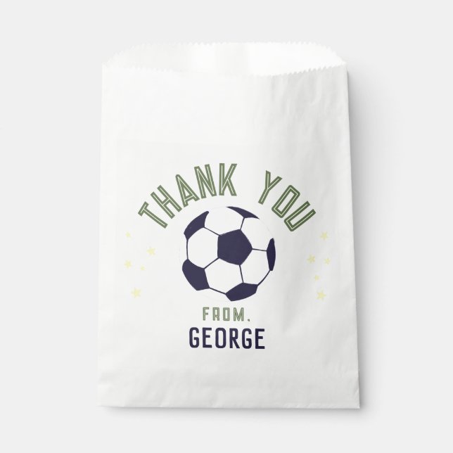 Bolsa De Papel Boys Cool Soccer Thank You Kids Birthday (Anverso)