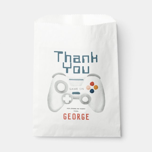 Bolsa De Papel Boys Guay Blue Gaming Kids Cumpleaños (Anverso)