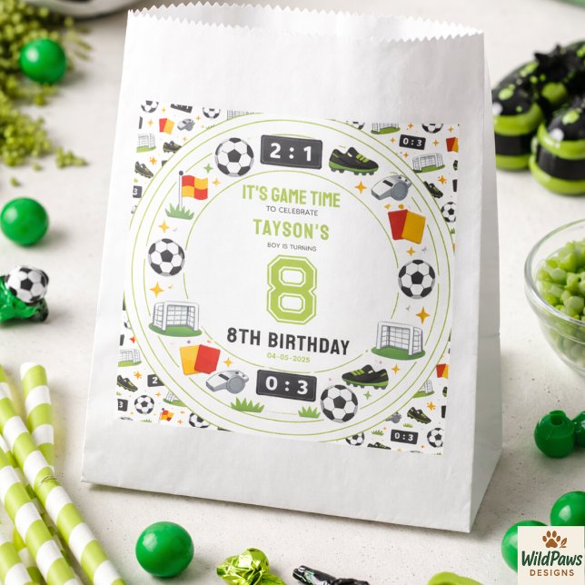 Bolsa De Papel Boys Modern Sports Soccer Kids 8th Birthday Party (Boys Modern Sports Soccer Kids 8th Birthday Party Favor Bag
)