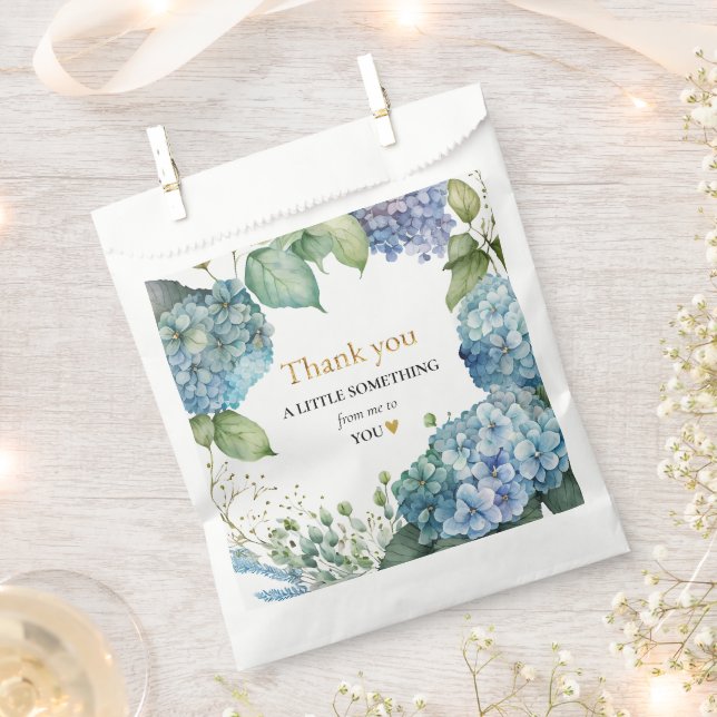 Bolsa De Papel Bridal Shower Blue Hydrangeas Gracias (Cortado)