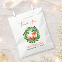 Bridal Shower Cute Fox Greenery Wreath Watercolor