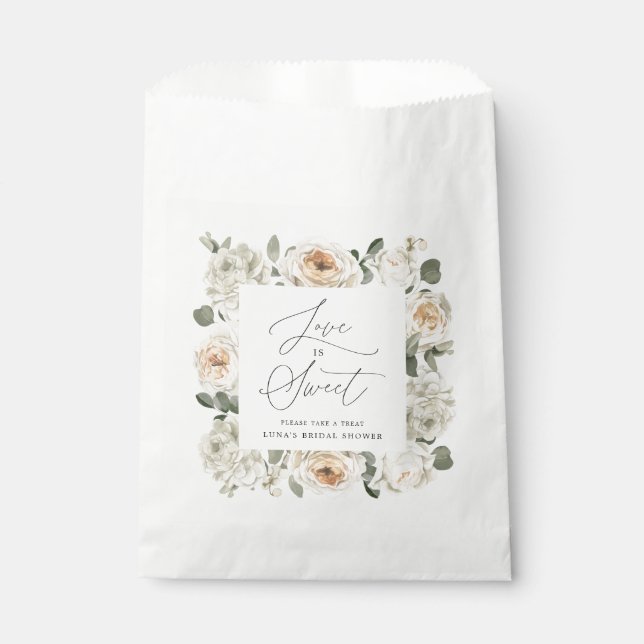 Bolsa De Papel Bridal Shower White Floral (Anverso)