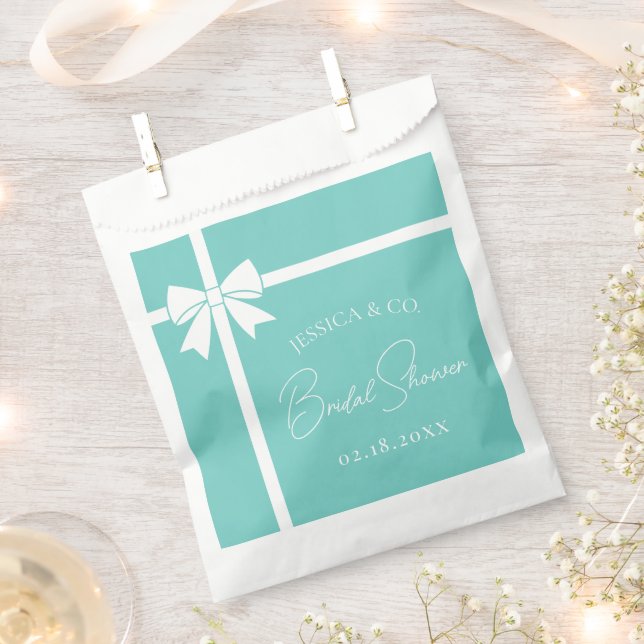 Bolsa De Papel Bride & Co Elegant White Bow Ribbon Bridal Shower (Cortado)