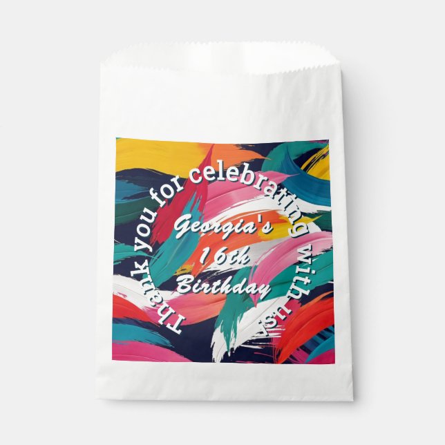 Bolsa De Papel Bright Paint Effect Cumpleaños Party Gracias (Anverso)
