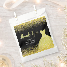 Bolsa De Papel Bright Yellow Dress Faux Glitter Sweet 16 Birthday