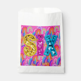 Bolsa De Papel Brillante arcoiris 6º cumpleaños