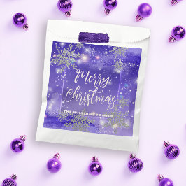 Bolsa De Papel Brillante Invierno Morado Merry Navidad