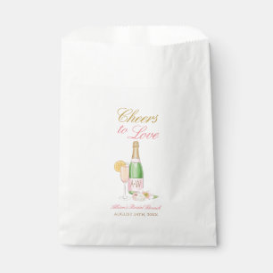 Bolsa De Papel Brindis Por El Amor Champán Floral Desayuno Nupcia