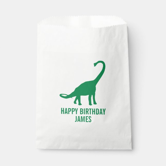 Bolsa De Papel Brontosaurus Dinosaur Silhouette Birthday Goodie (Anverso)