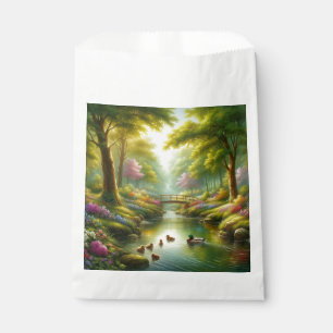 Bolsa De Papel Brook de primavera con patos/flores