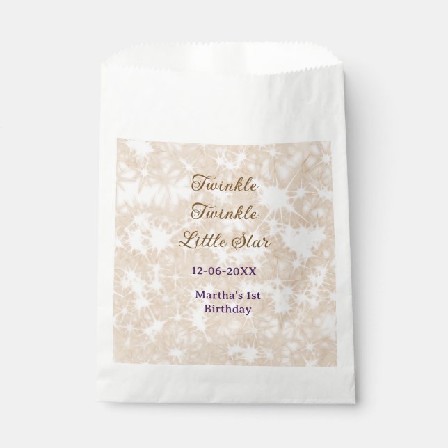 Bolsa De Papel Brown glitter twinkle twinkle little star birthday (Anverso)