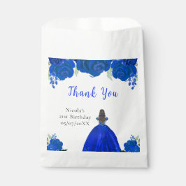 Bolsa De Papel Brown Hair Princess Blue Floral Birthday Party