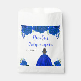 Bolsa De Papel Brown Hair Princess Blue Floral Quinceanera