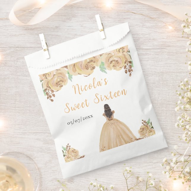Bolsa De Papel Brown Hair Princess Peach Floral Sweet Sixteen  (Cortado)
