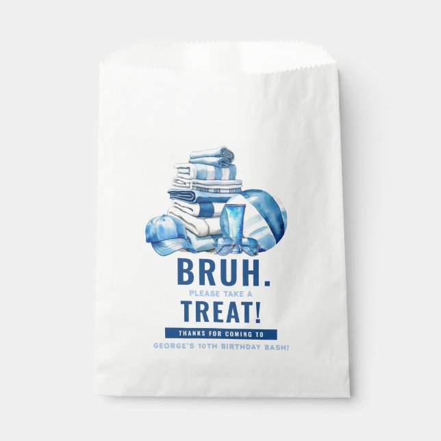Bolsa De Papel BRUH. Blue Pool Boy Cumpleaños Gracias (Anverso)