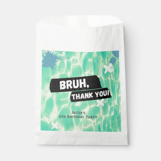 Bolsa De Papel Bruh Boy Summer Pool Fiesta Cumpleaños Gracias (Anverso)