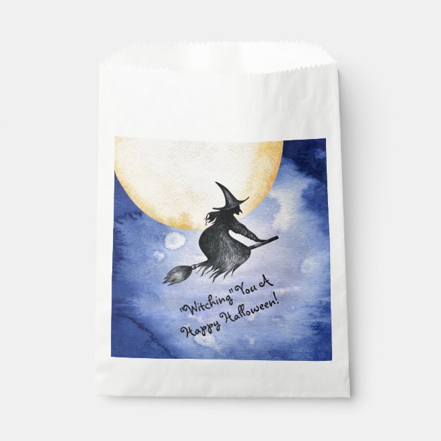 Bolsa De Papel Bruja de Halloween con vuelo de fantasía (Anverso)