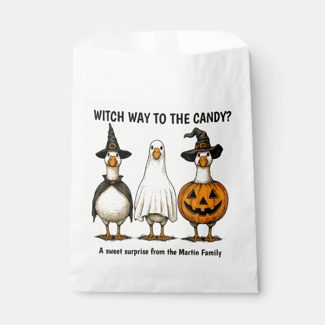Bolsa De Papel Bruja de Halloween Ganso Divertido (Anverso)
