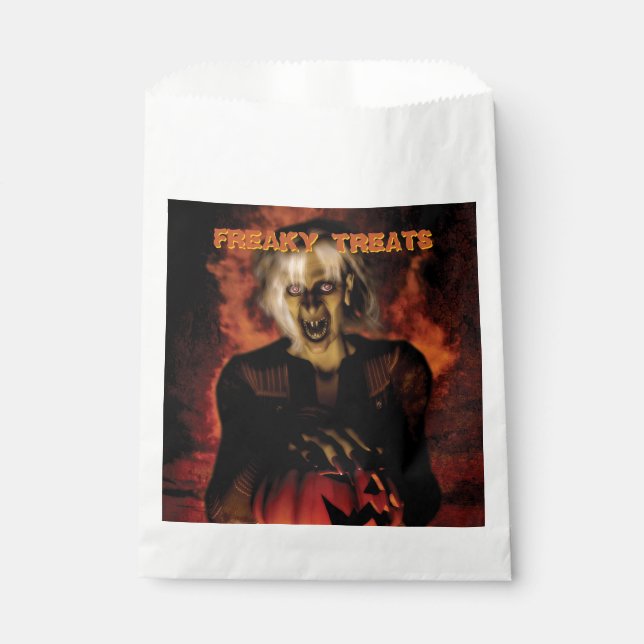 Bolsa De Papel Bruja malvada con calabaza. Halloween (Anverso)