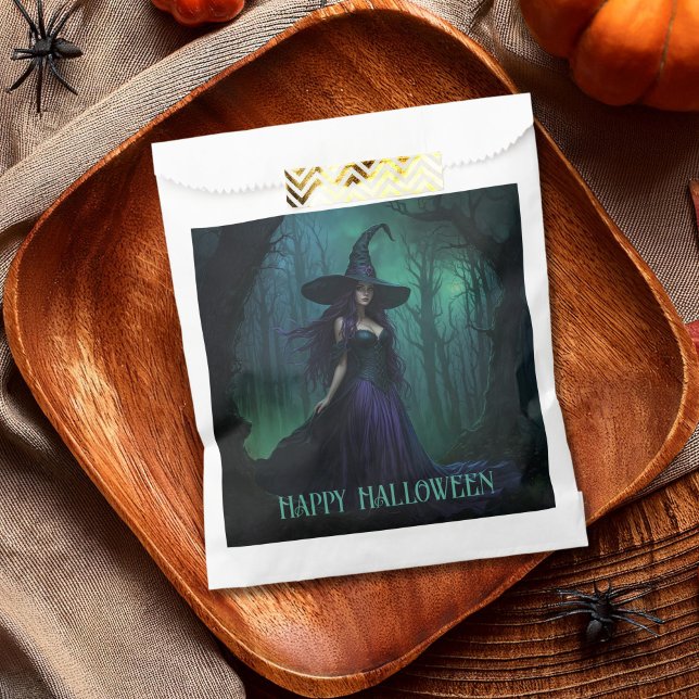 Bolsa De Papel Bruja malvada de Halloween en morado y negro (Subido por el creador)