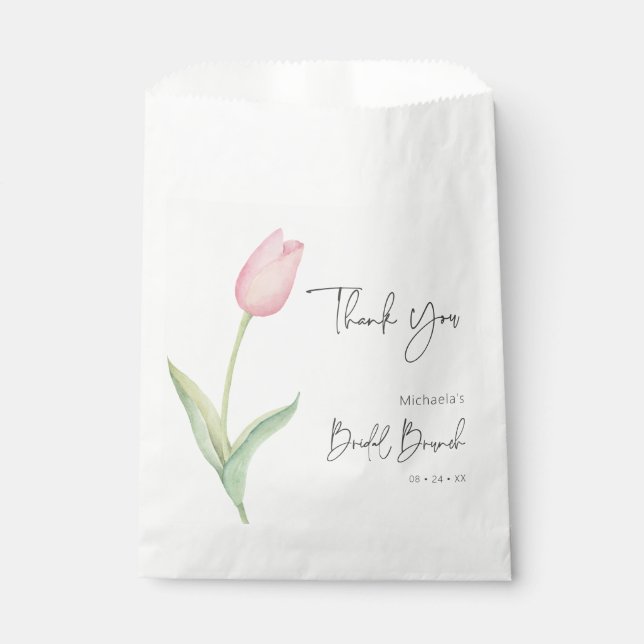 Bolsa De Papel Brunch de novias rosado moderno tulipán solo (Anverso)