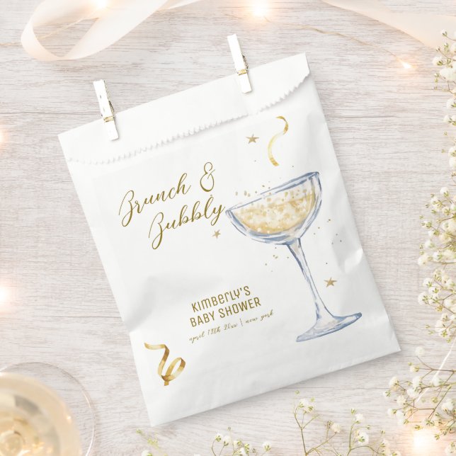Bolsa De Papel Brunch Gold Elegante Bubbly Champagne Baby Shower (Cortado)