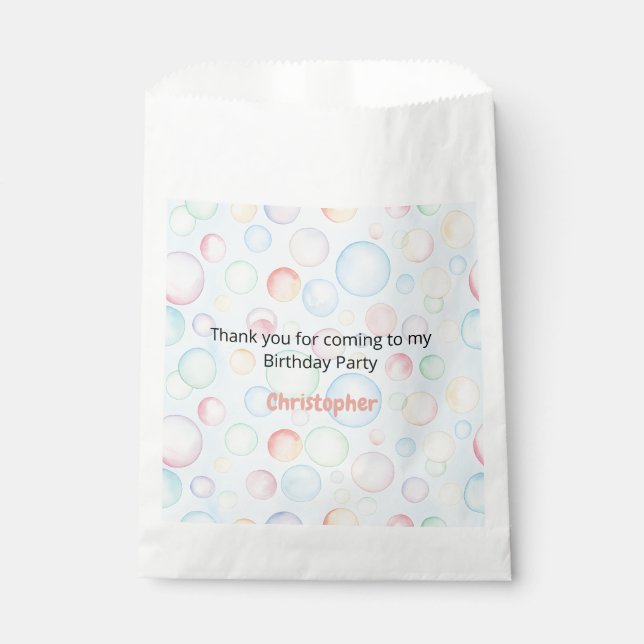 Bolsa De Papel Bubbles & Fins Children's Birthday (Anverso)