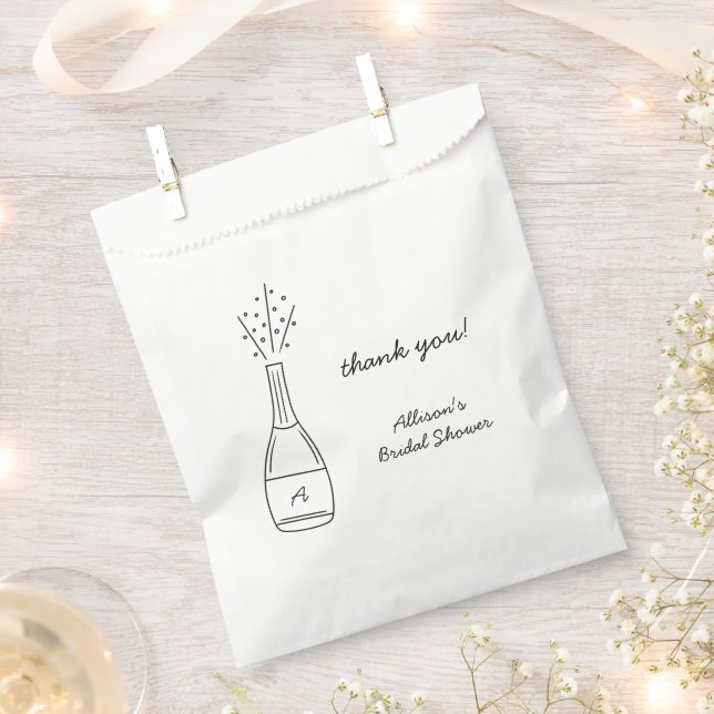 Bolsa De Papel Bubbly Popping Champagne Bottle Bridal Shower (Cortado)
