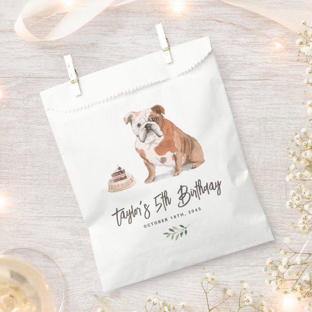 Bolsa De Papel Bulldog en inglés acuarela Gracias (Cortado)