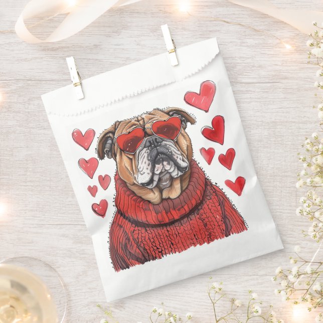 Bolsa De Papel Bulldog inglés día de San Valentín (Cortado)