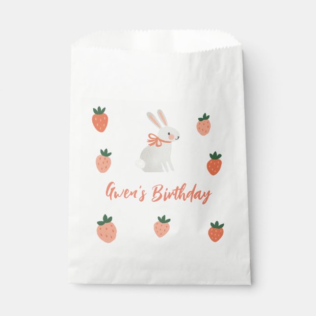 Bolsa De Papel Bunny and Strawberry Birthday Party (Anverso)