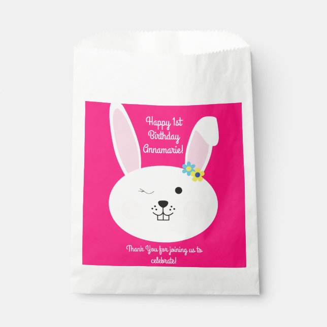 Bolsa De Papel Bunny Rabbit Easter Spring Birday Party (Anverso)