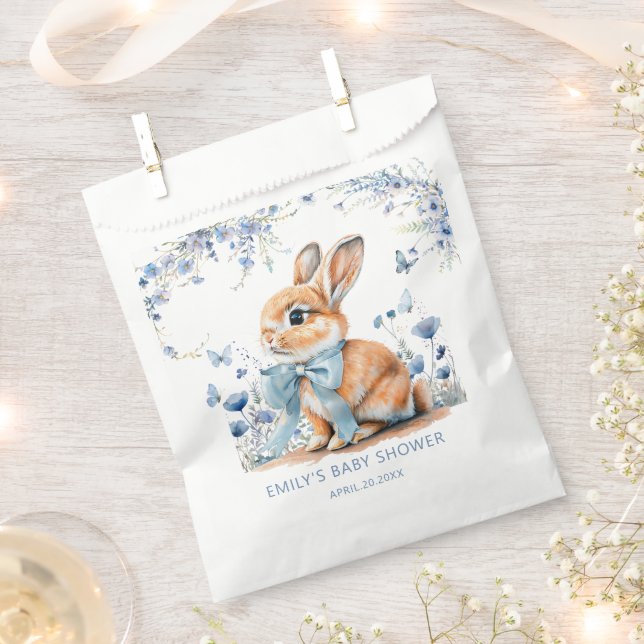 Bolsa De Papel Bunny Rabbit Willdflower Baby Shower Boy (Cortado)