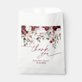 Bolsa De Papel Burgundy Blush Flores Rosadas Ducha Gracias