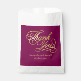 Bolsa De Papel Burgundy & Gold Foil Thank You Calligraphy Wedding