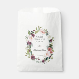 Bolsa De Papel Burgundy Ivory Floral Boda gracias