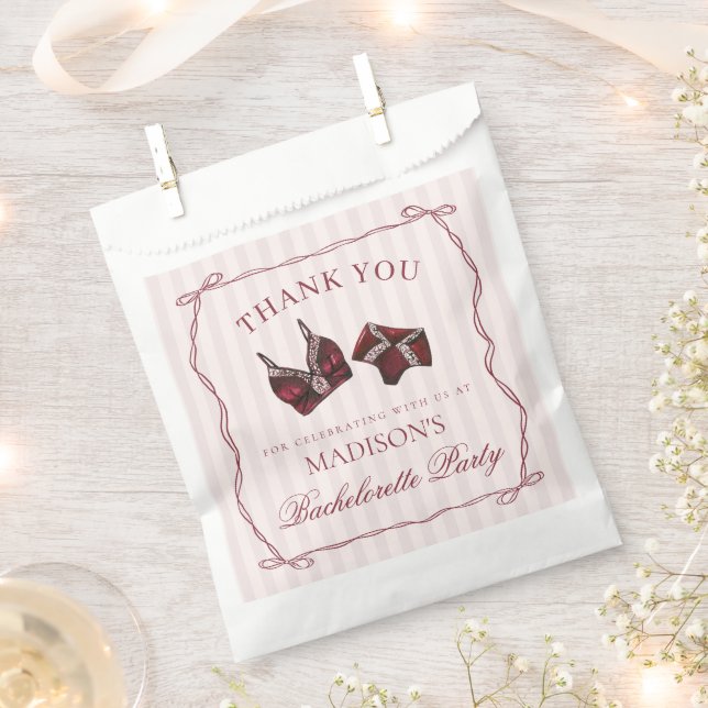 Bolsa De Papel Burgundy Lingerie Bachelorette Panty Party Dessert (Cortado)