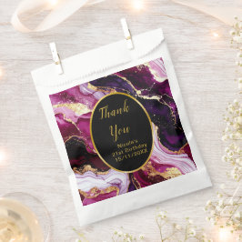 Bolsa De Papel Burgundy Red and Gold Marble Agate Birthday Party