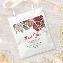 Bolsa De Papel Burgundy Red Roses Floral Wedding