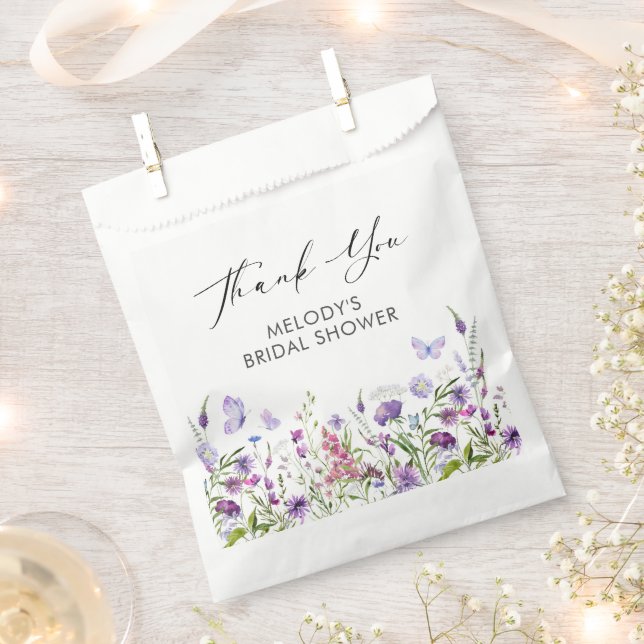 Bolsa De Papel Butfly Wildflower Bridal Shower (Cortado)