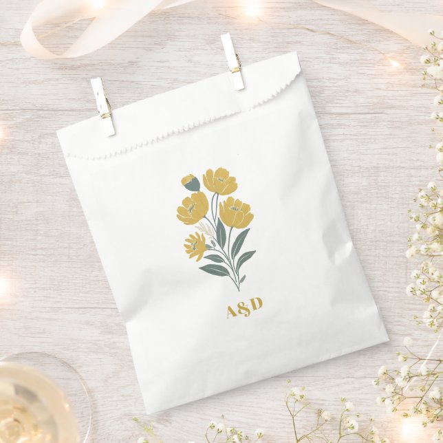Bolsa De Papel Buttercup Boda amarillo-moderno floral (Cortado)